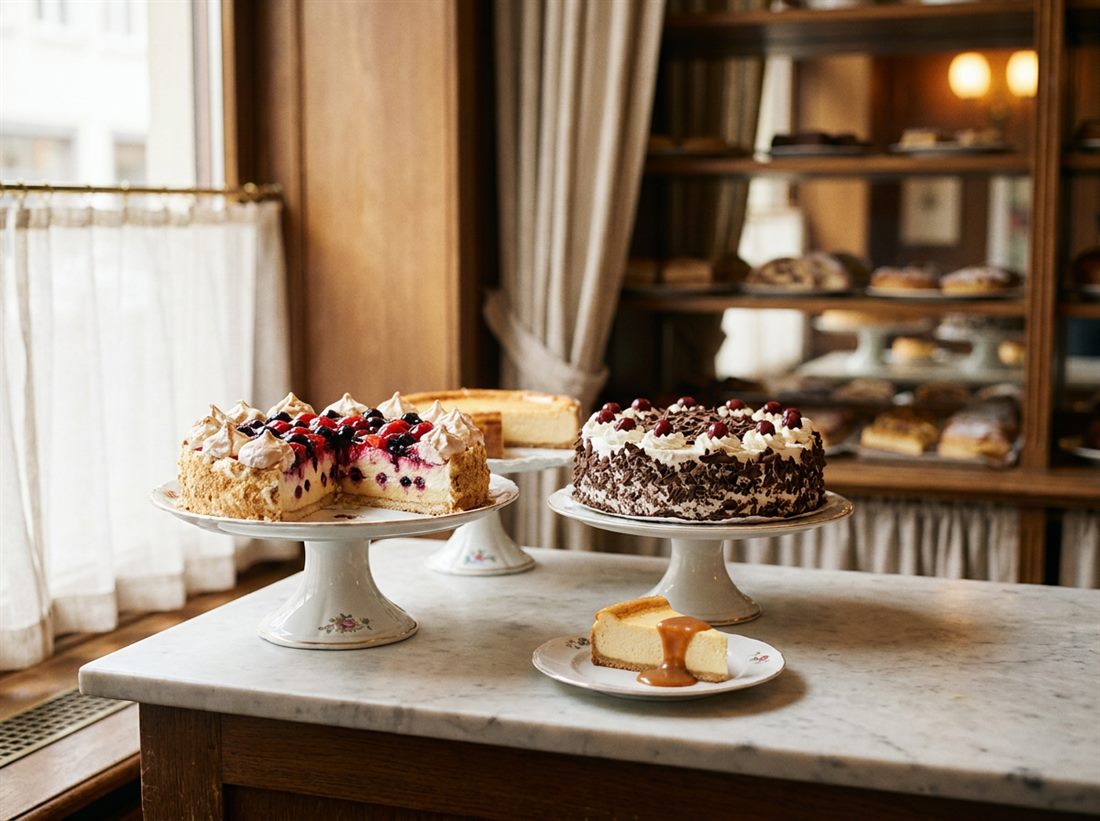 Auswahl an Torten und Kuchen aus eigener Herstellung – Symbolbild